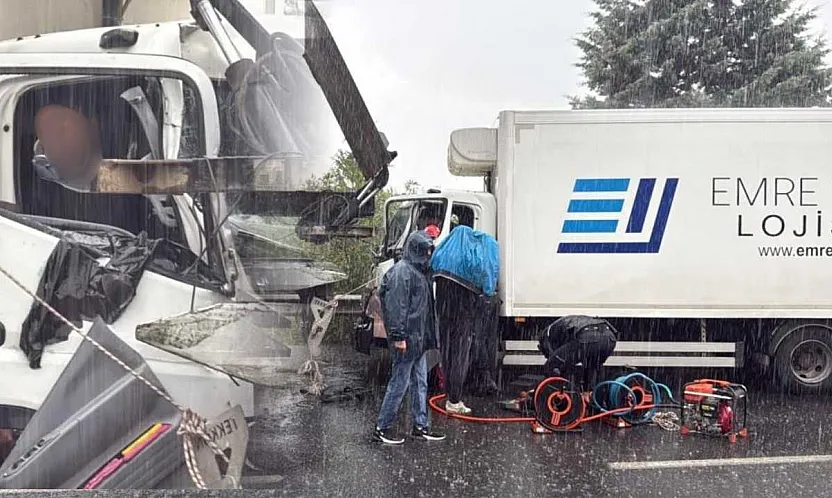 Menteşe'de yağış kazayı beraberinde getirdi, şoför araçta sıkıştı