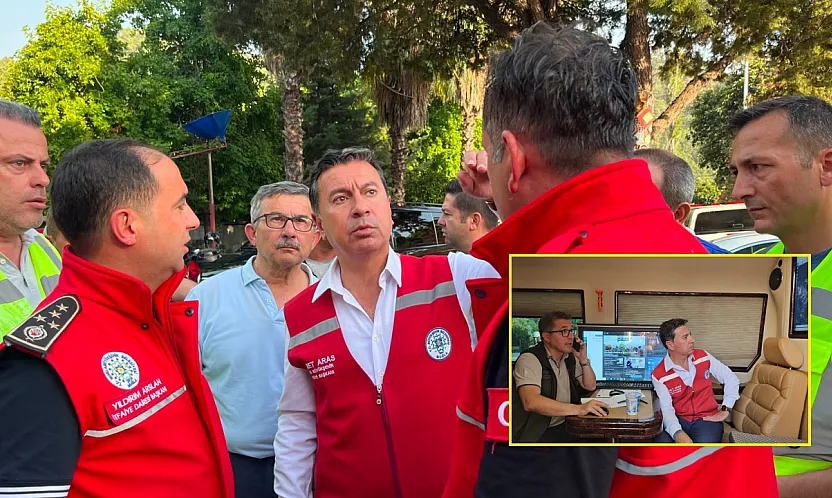 Muğla Büyükşehir Belediye Başkanı Aras yangın bölgesinde incelemelerde bulundu