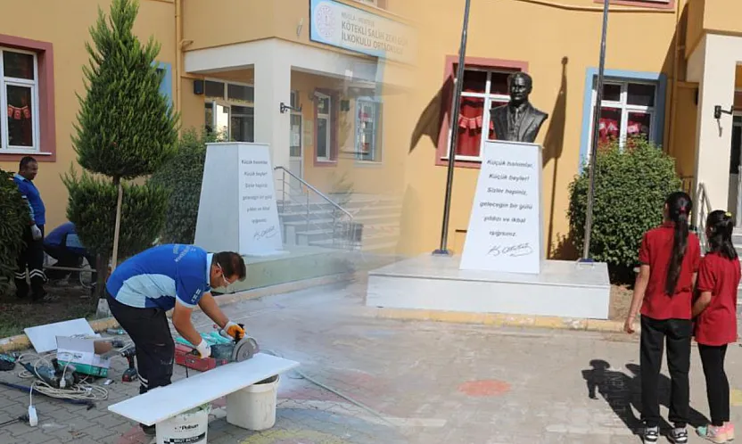 Muğla Büyükşehir'den zarar verilen Atatürk büstüne hızlı müdahale