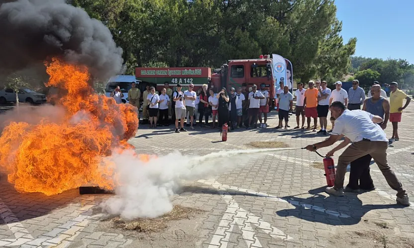 Muğla'da kum zambaklarıyla ünlü SARÇED Plajı'nda yangın tatbikatı yapıldı