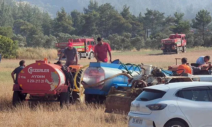 Muğla'da traktörünü ve su tankerini alan yangına koştu