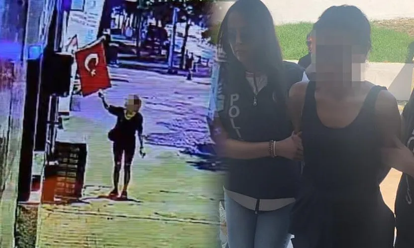 Muğla'da Türk bayrağını yakmaya çalışan kadın adliyeye sevk edildi