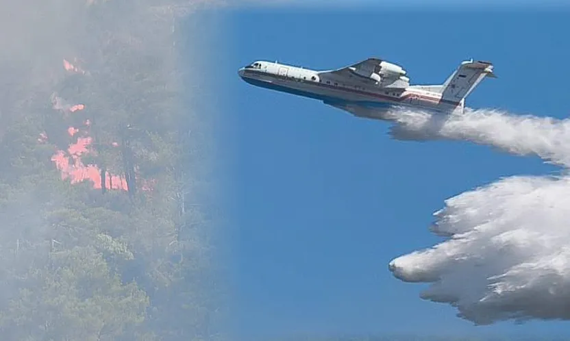 Muğla'daki yangına 7 uçak, 15 helikopterle müdahale sürüyor