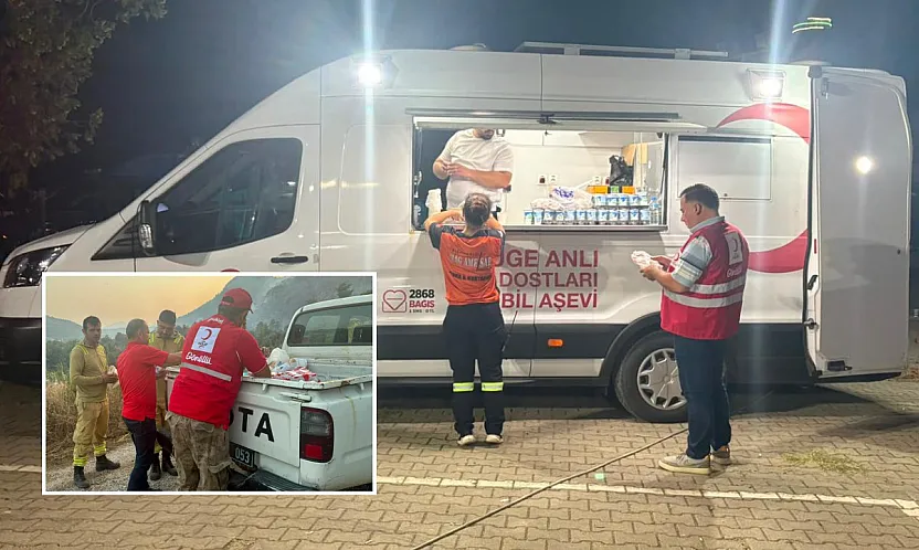 Türk Kızılay Fethiye Şubesi'nden yangınla mücadele eden ekiplere destek