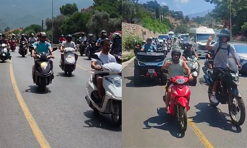 Yamaç paraşütü pilotlarından Fethiye–Ölüdeniz yolunda motosikletli eylem konvoyu